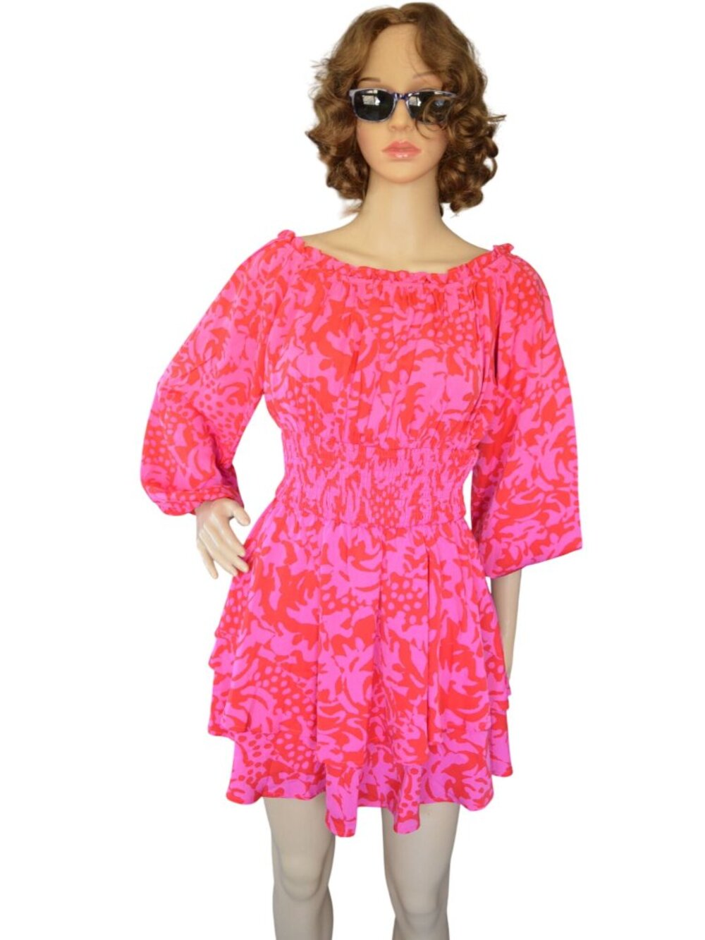 New Kittenish by Jesse James Decker Bright Pink Ruffled Mini Dress Womens Size S